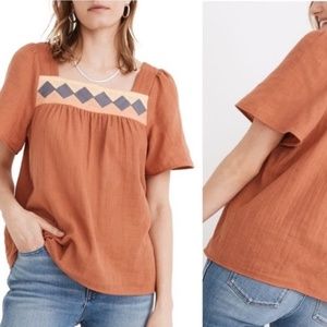Madewell Patchwork Square Neck Blouse